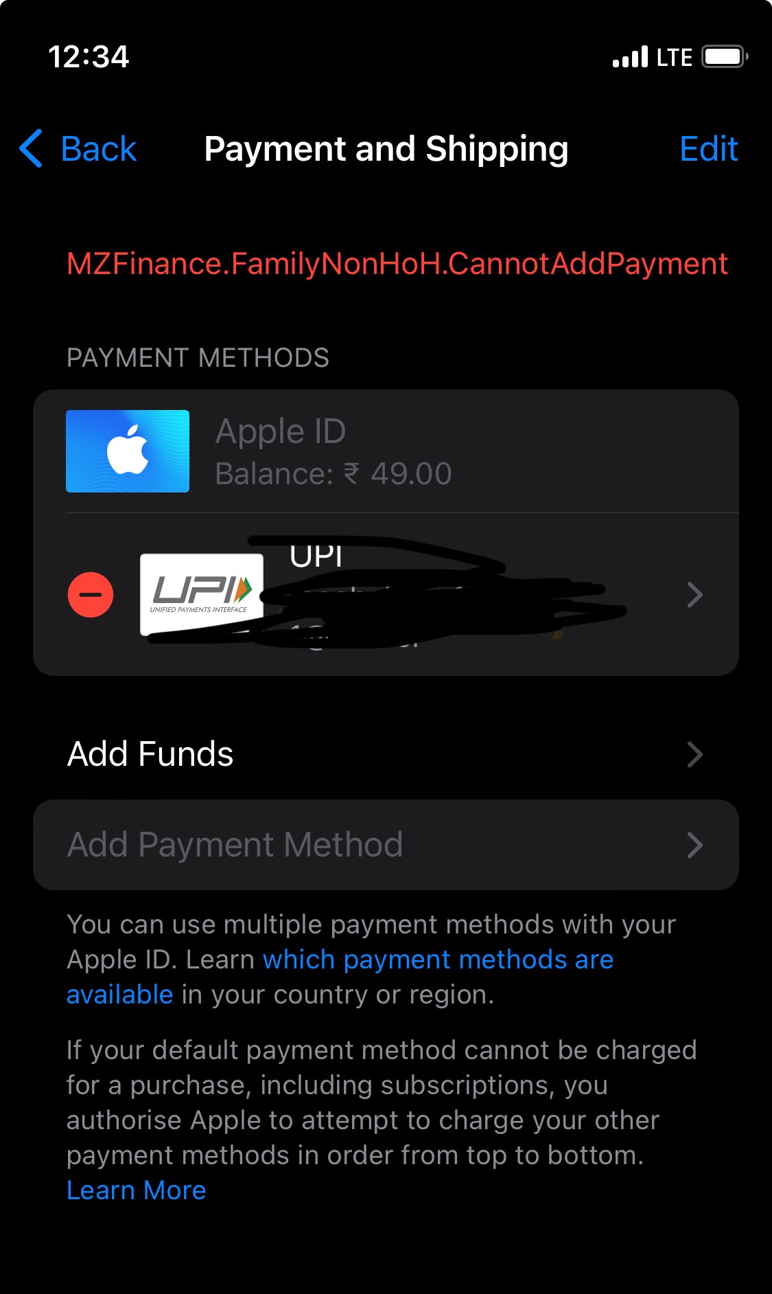 Unable To Add New Payment Method To Apple Apple Community