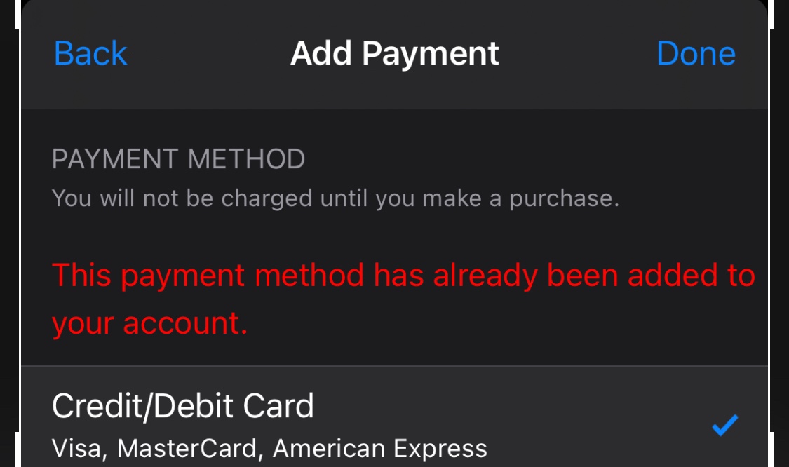 Adding Payment And Updating Payment Method Apple Community