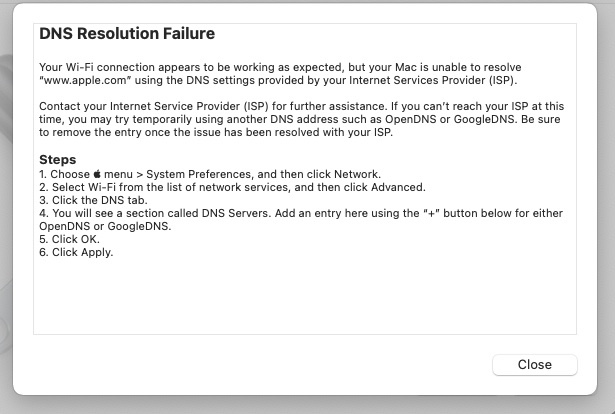 Ubevæbnet følsomhed ugentlig DNS Resolution Failure - Apple Community