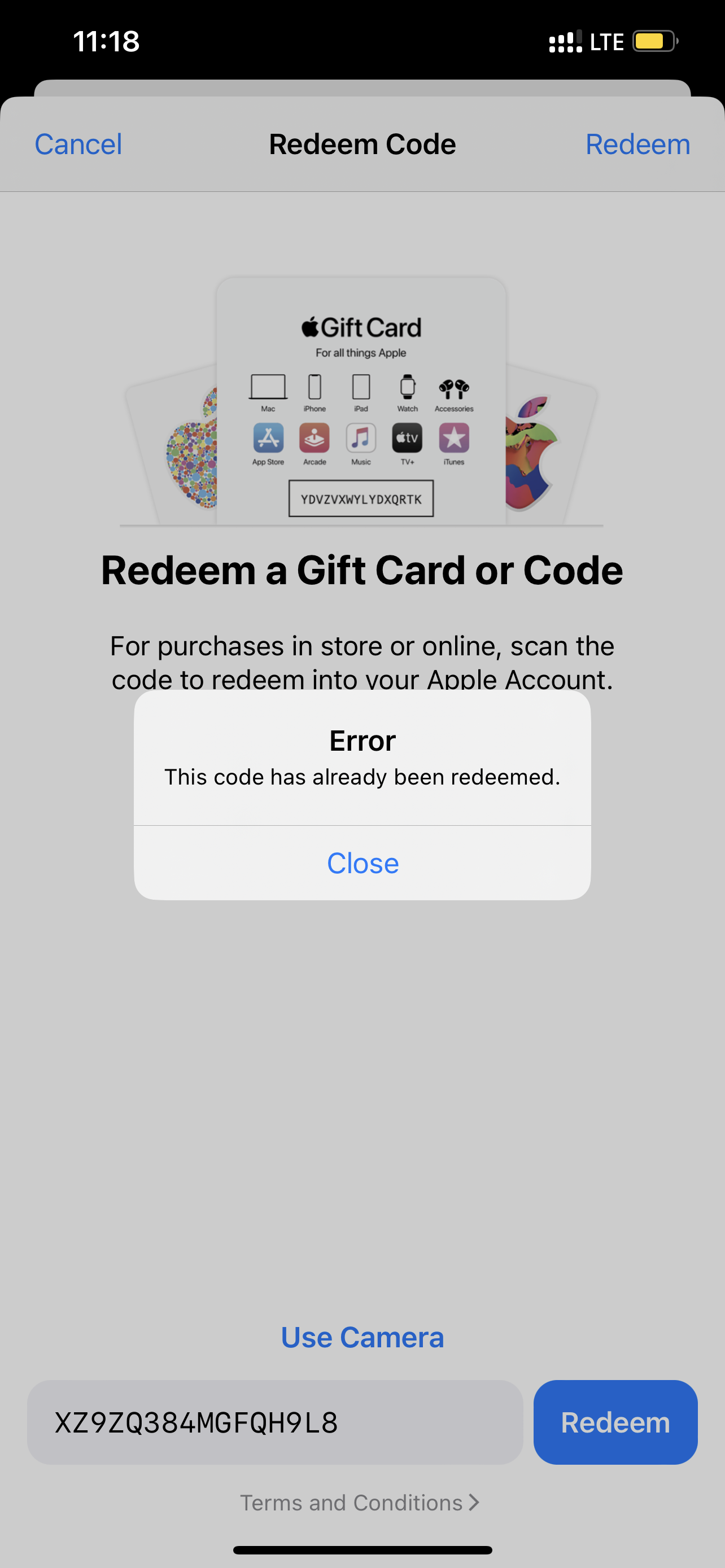 Gift Card already redeemed Issue - Apple Community