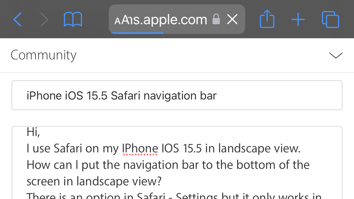 show menu bar in safari on iphone