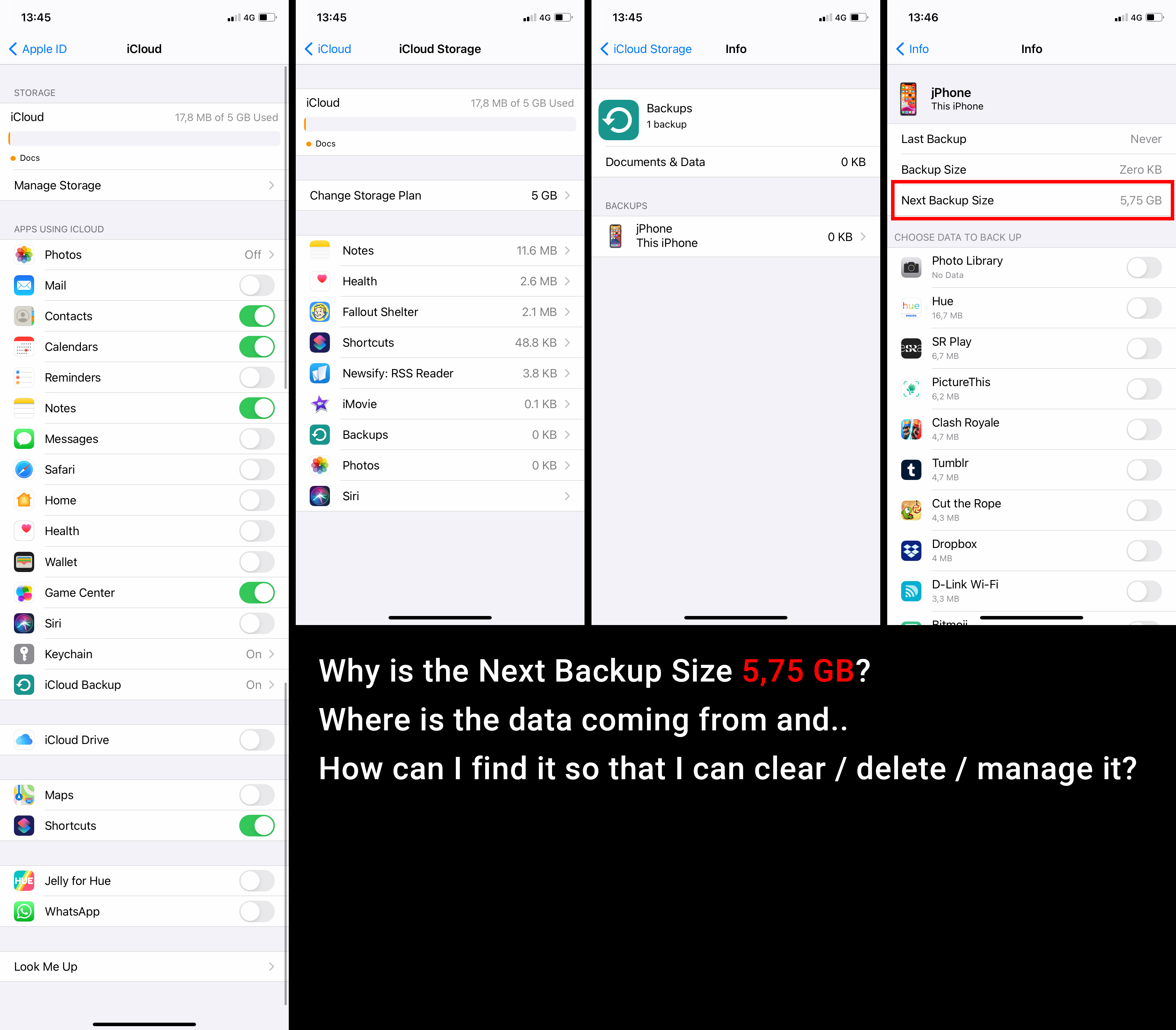 iCloud "Next Backup Size" insanely large Apple Community