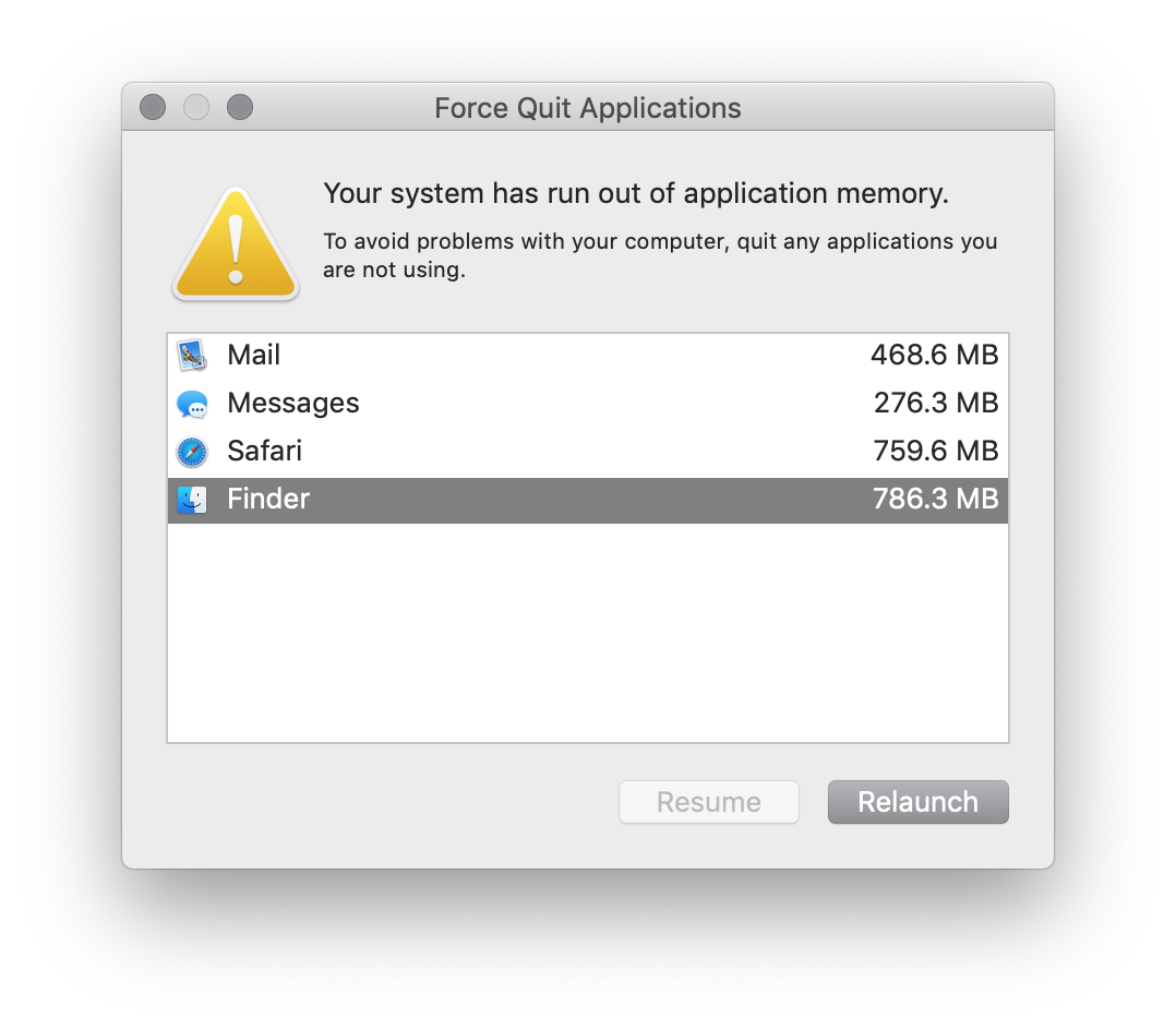 Your system has run out of application me… - Apple Community