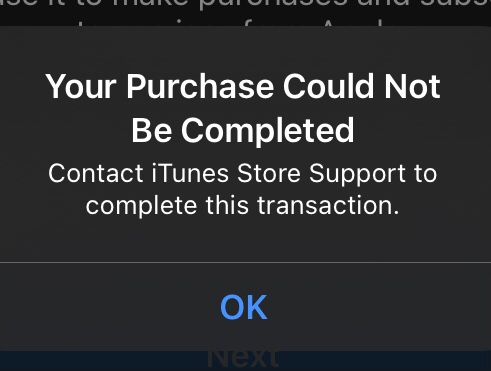 Payment could not be completed - Apple Community