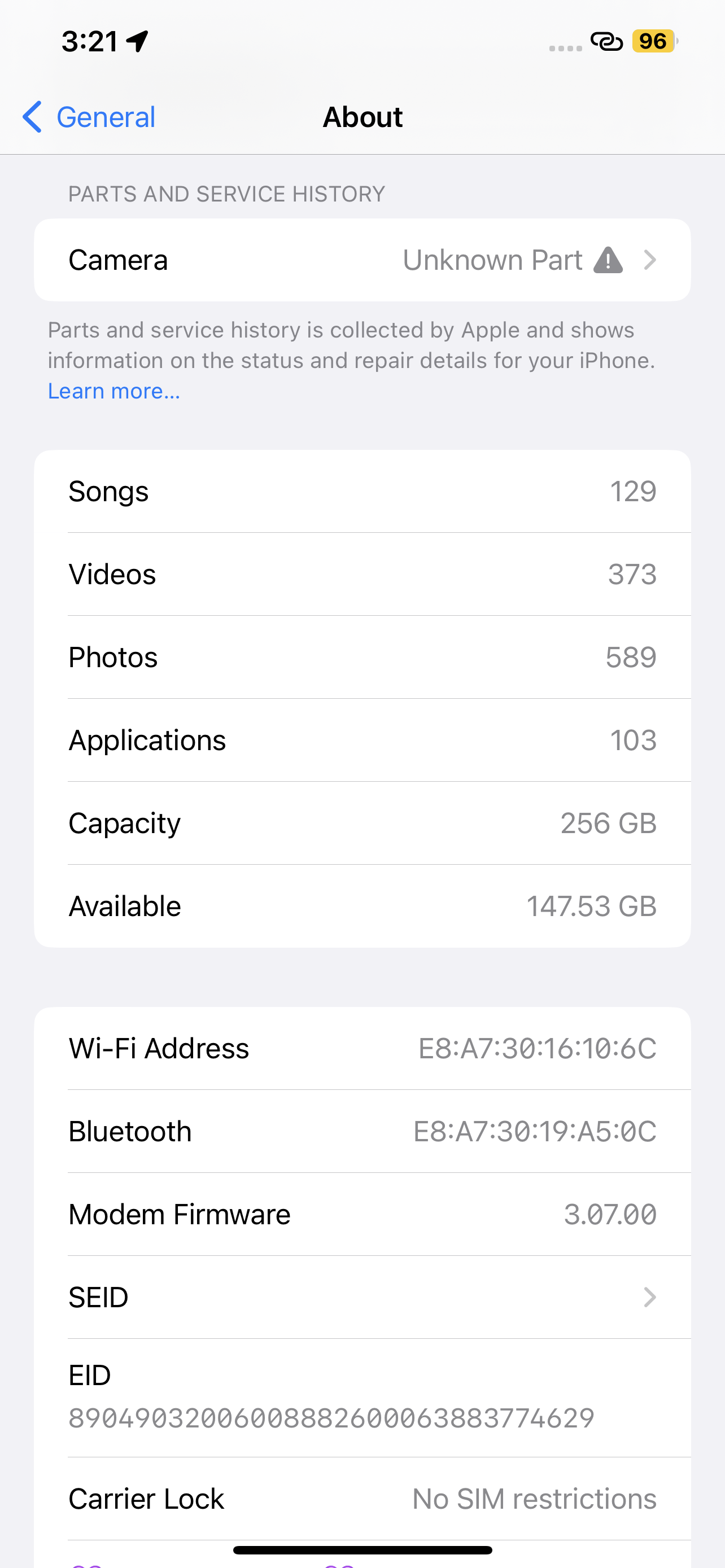 Unknown camera part problem Apple Community