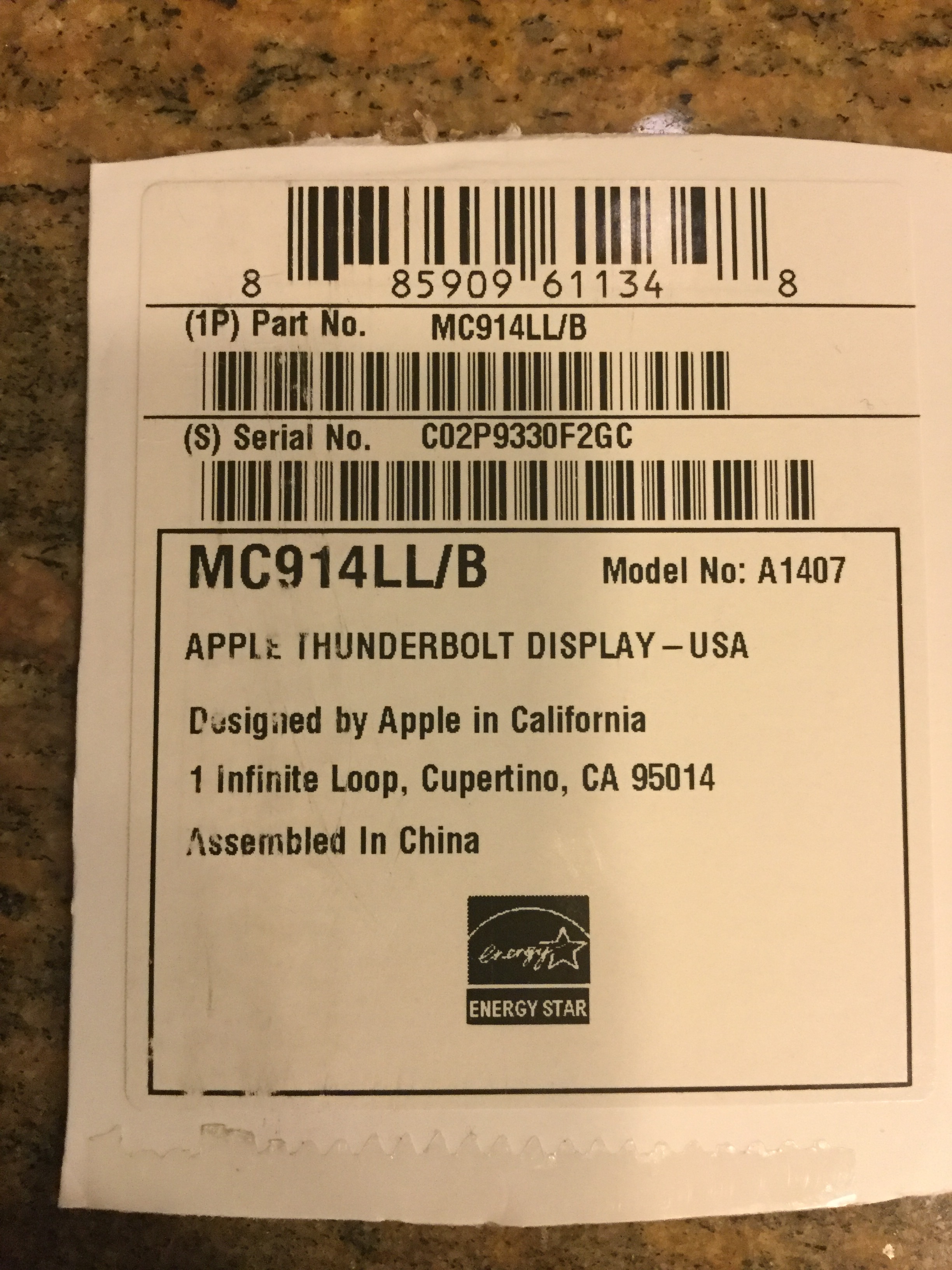 Apple Thunderbolt Display A1407