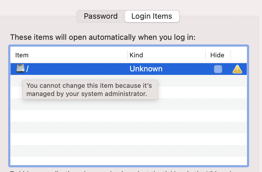 macos - How to remove unremovable network drive login item? - Ask Different