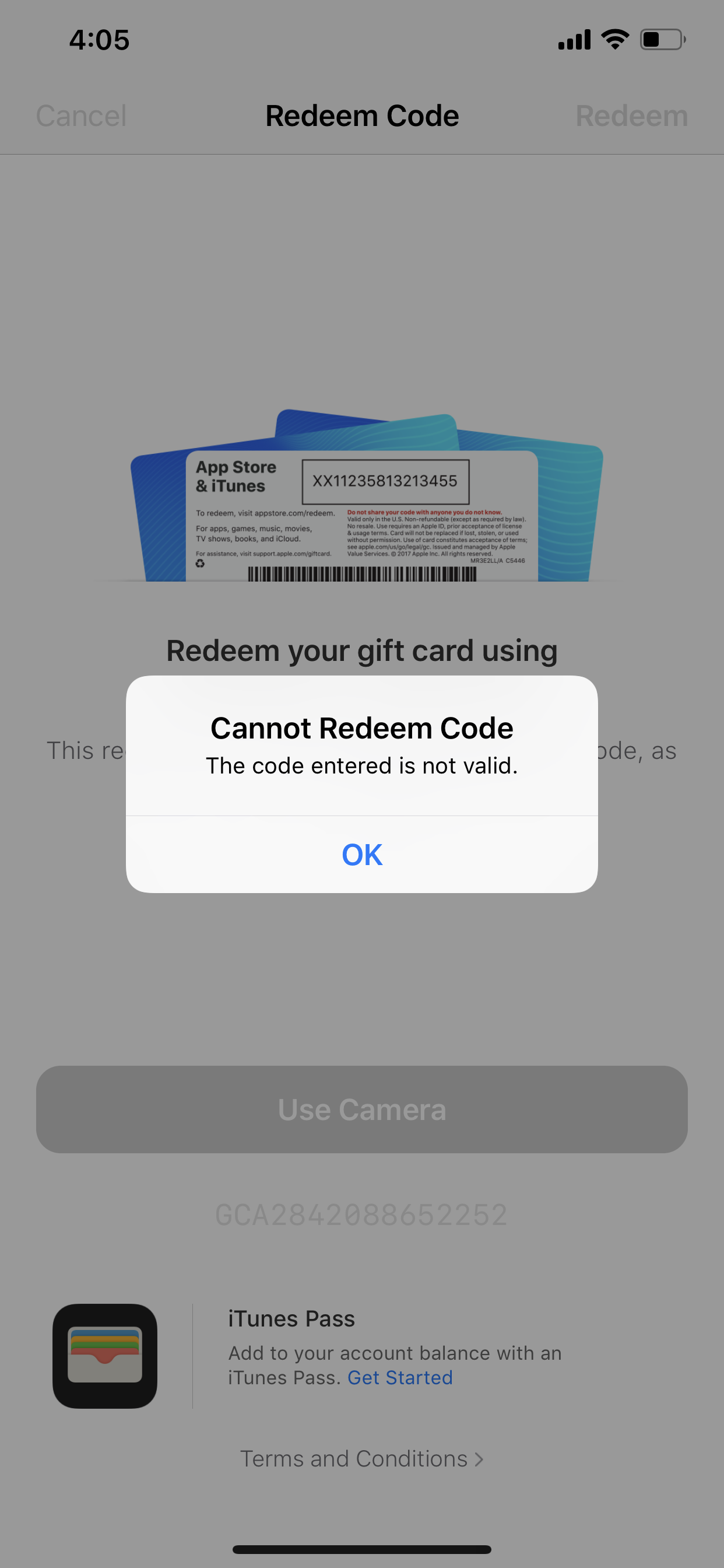 I cannot redeem code - Apple Community