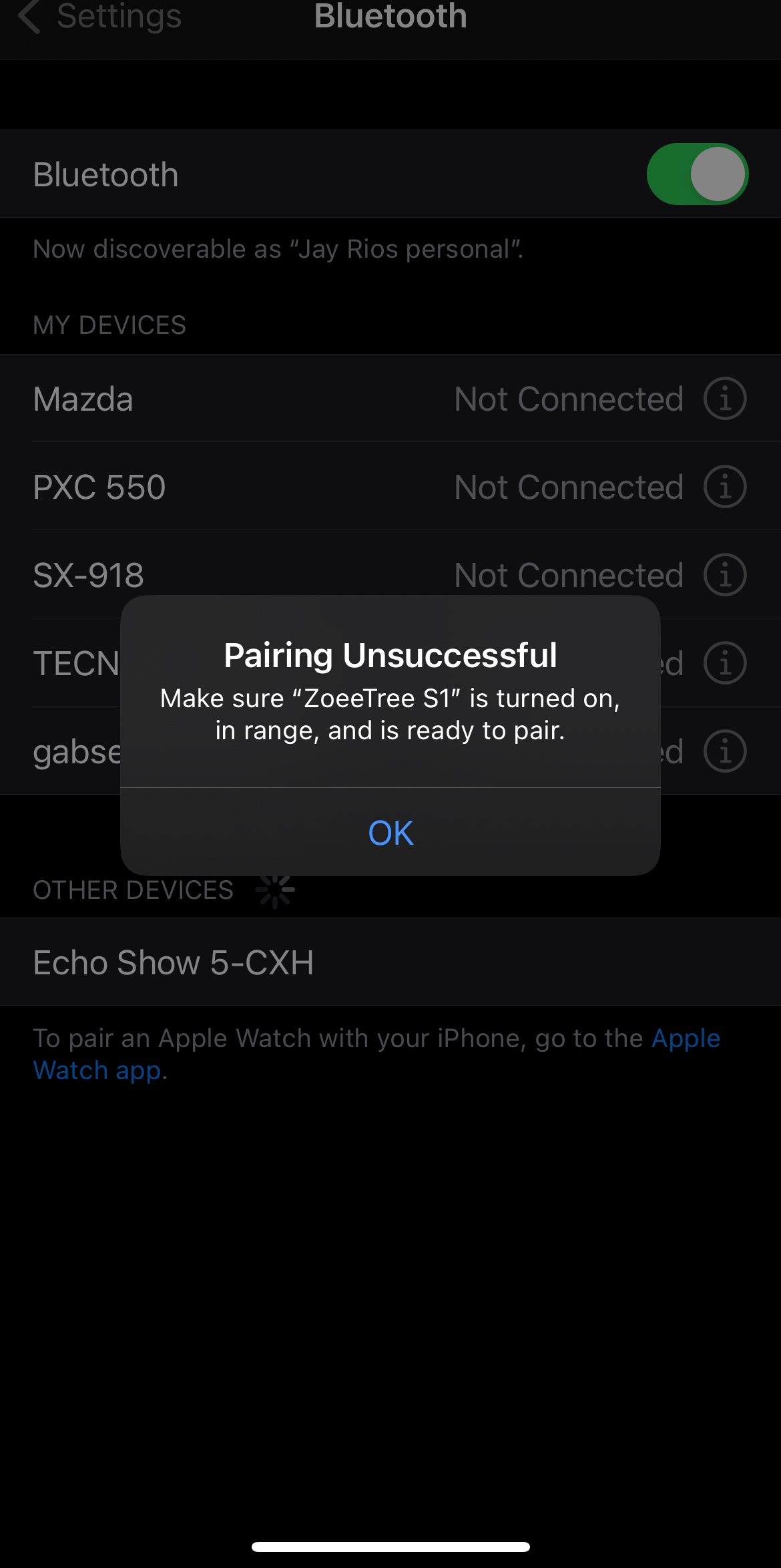 Pairing Bluetooth speaker zoeetree S1 Apple Community