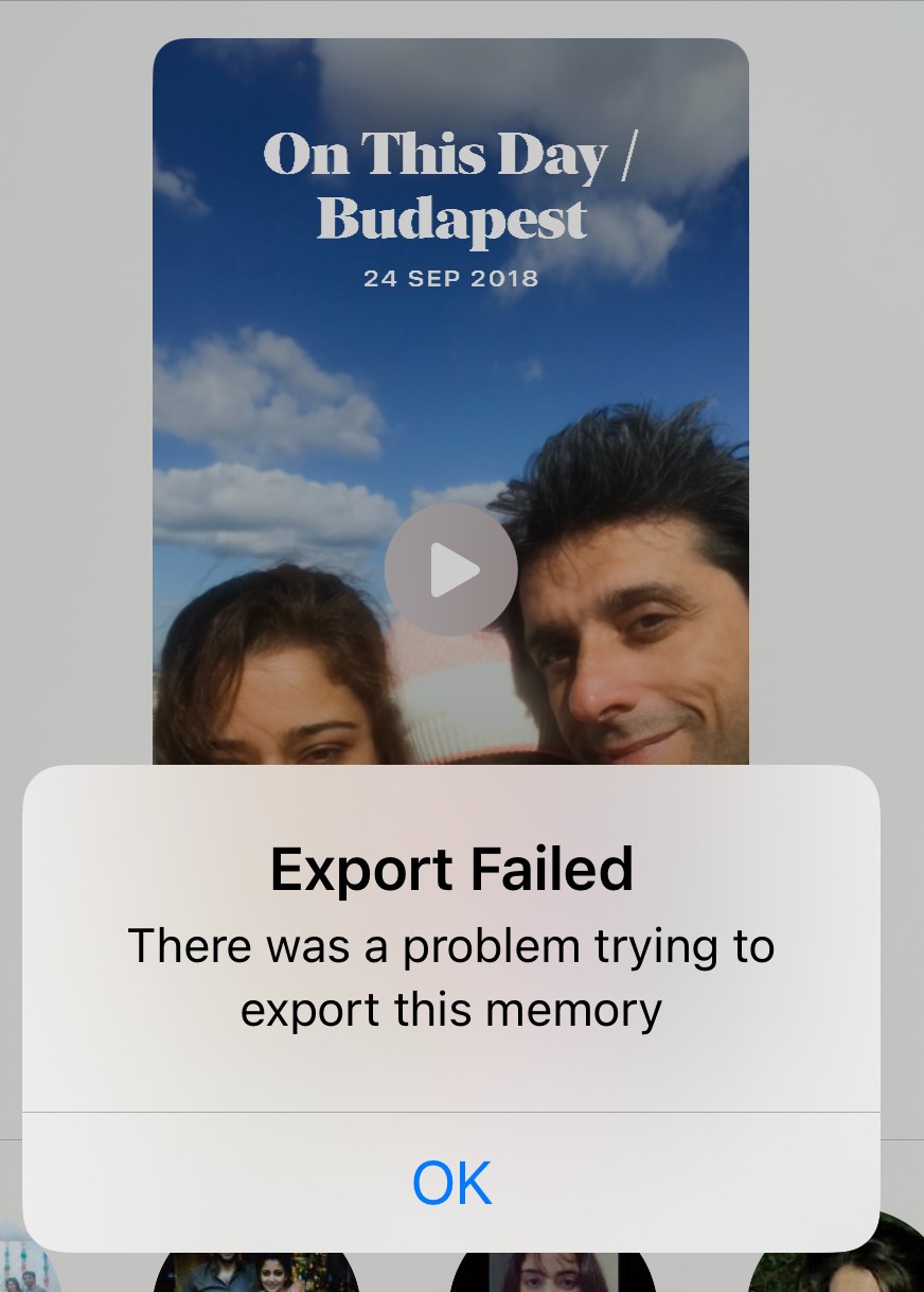 Memory Video Export Failed (There was a… Apple Community