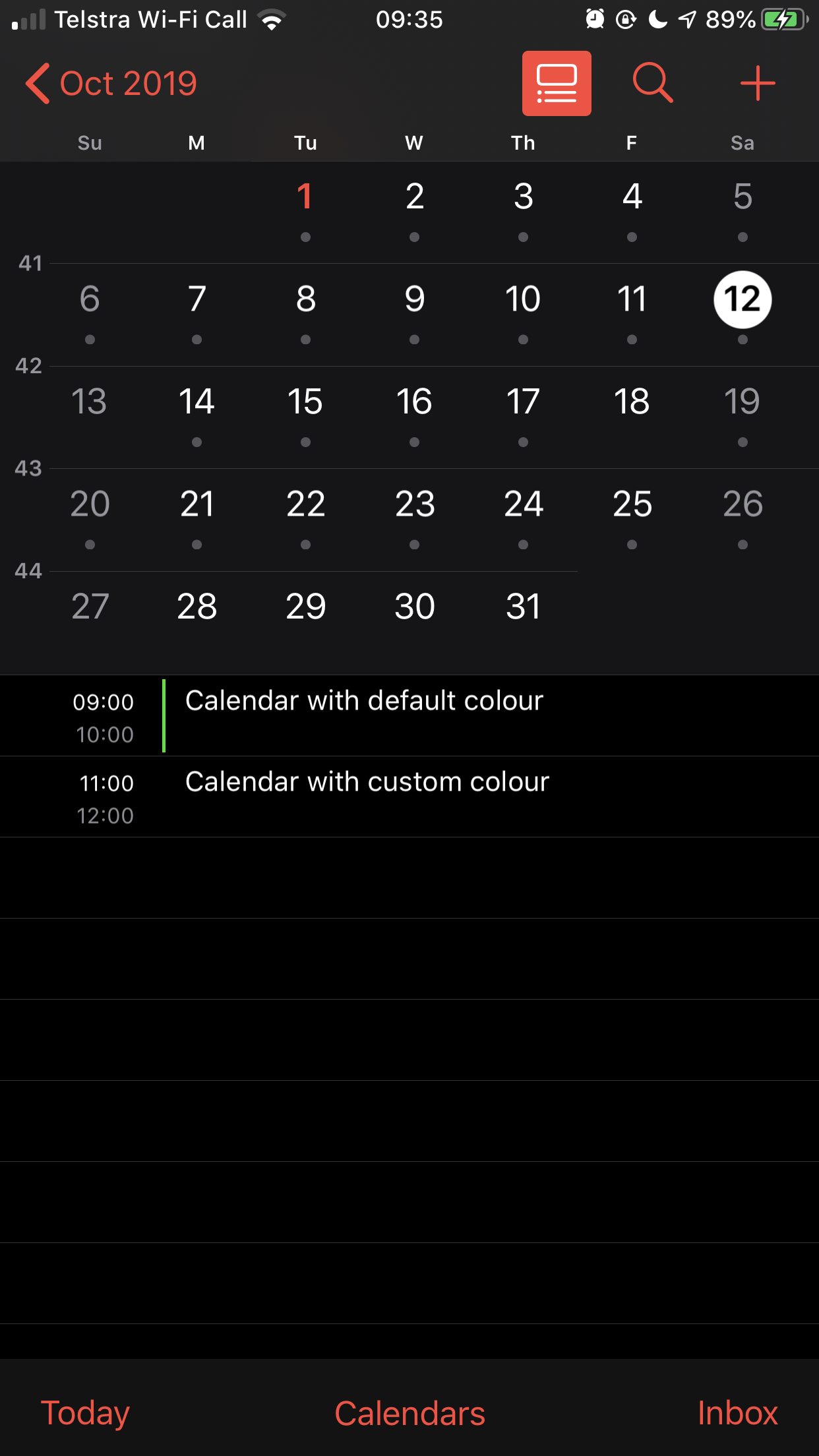 Custom Calendar Color In Ios13 Apple Community