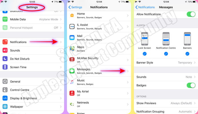 Missing Text Message Alerts, Notification… - Apple Community