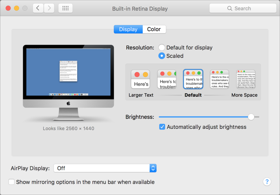 What is built in retina display macbook pro retina turn off display