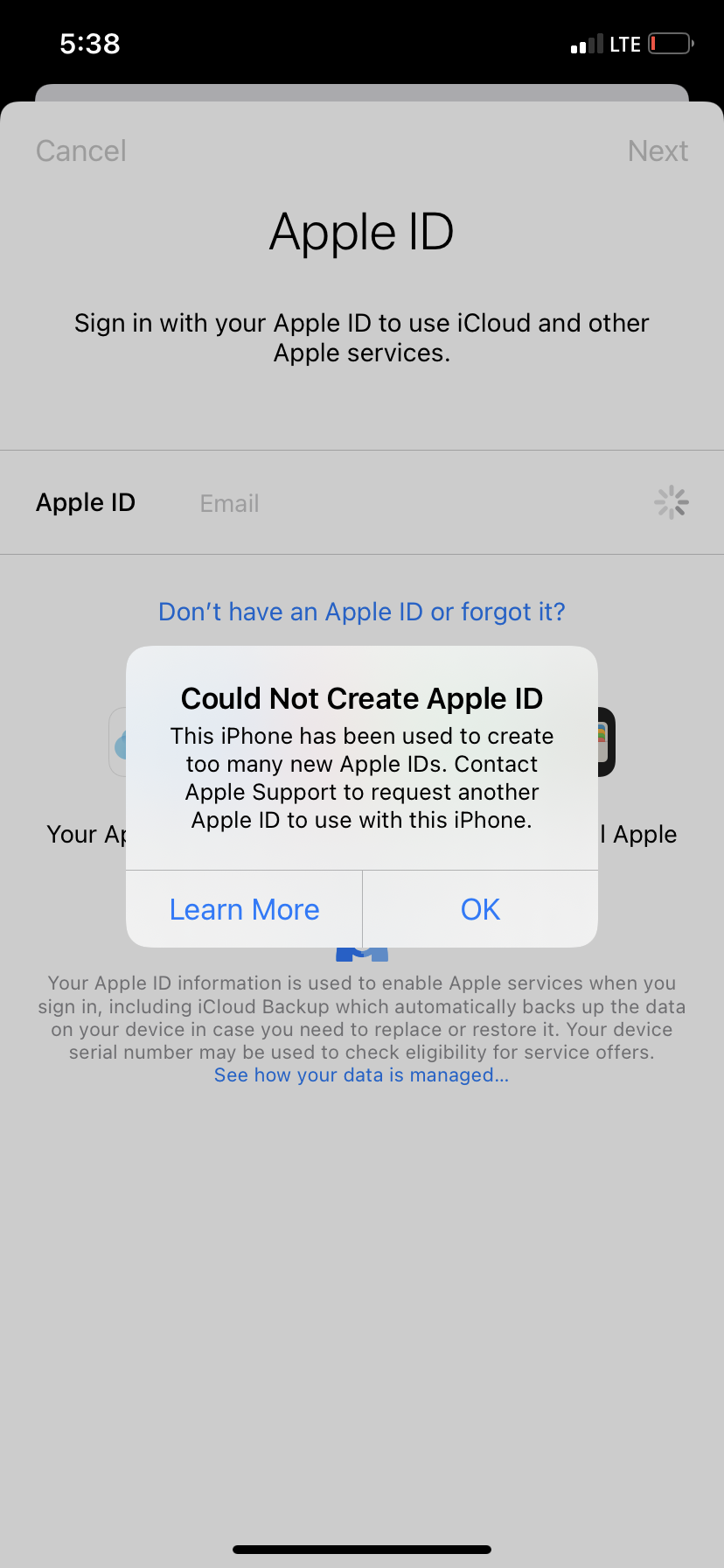 can't open apple id