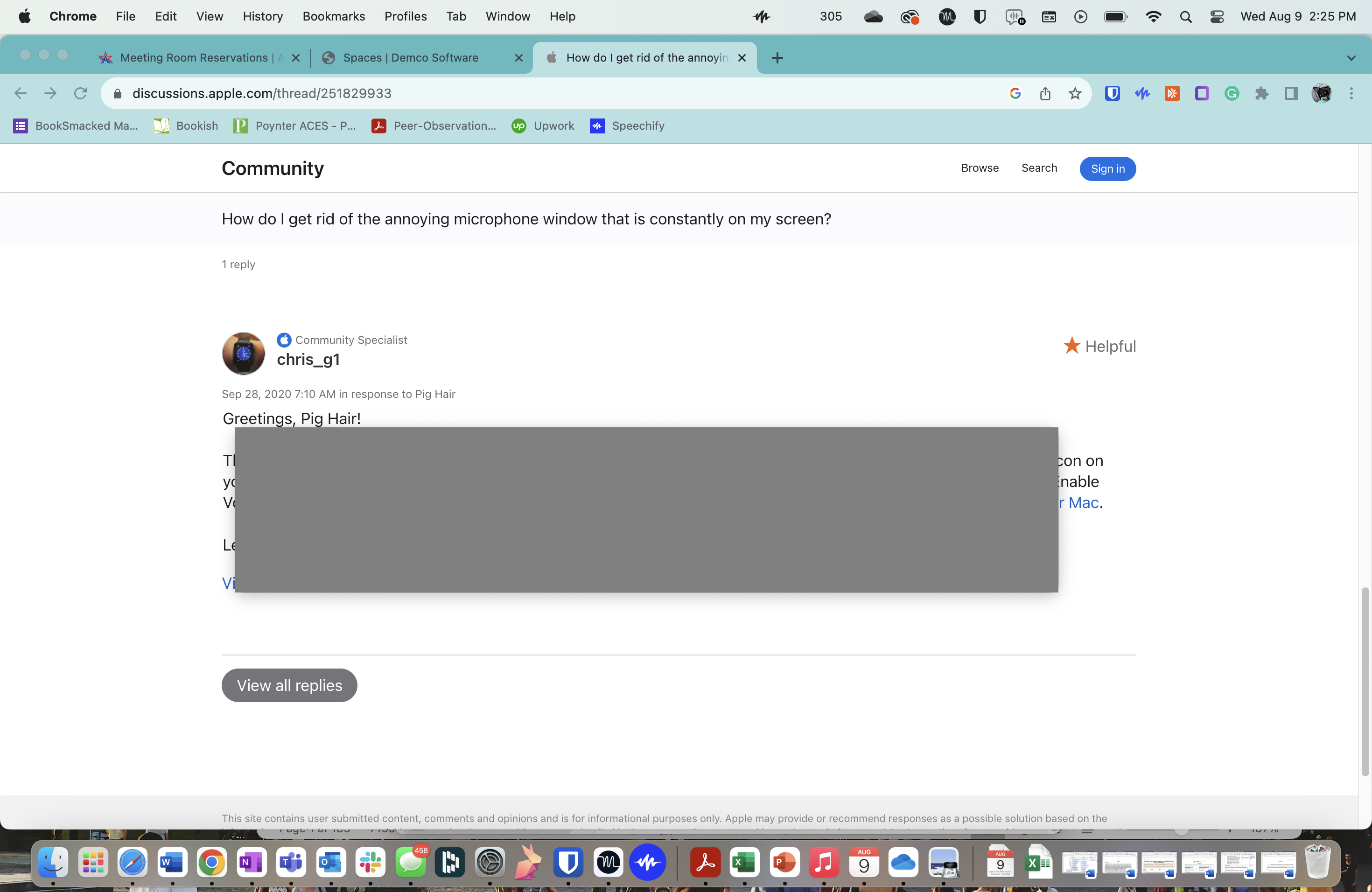 Gray (diction?) box won't go away. Apple Community