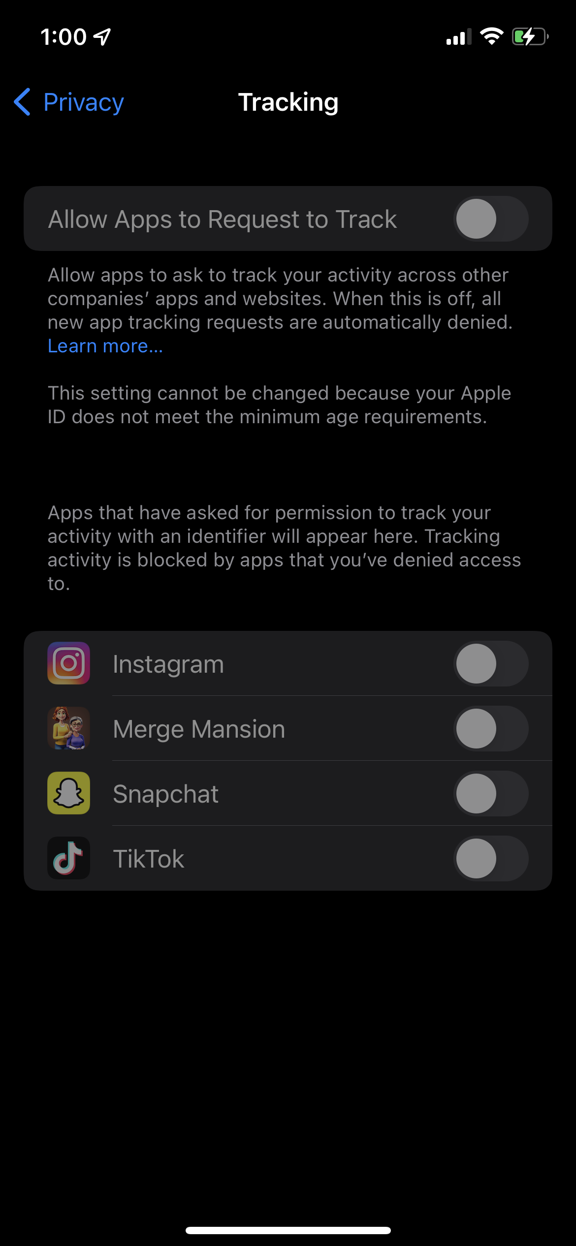 Cannot enable tracking Apple Community