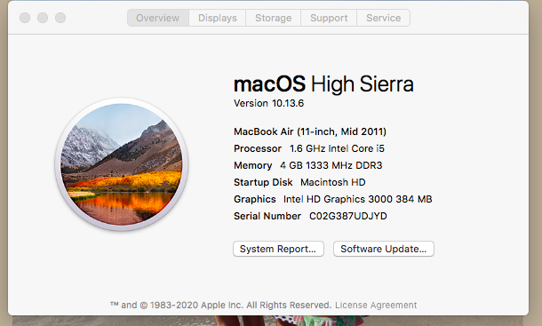 MacBook good Air (2011) Core i5 Sierra OS