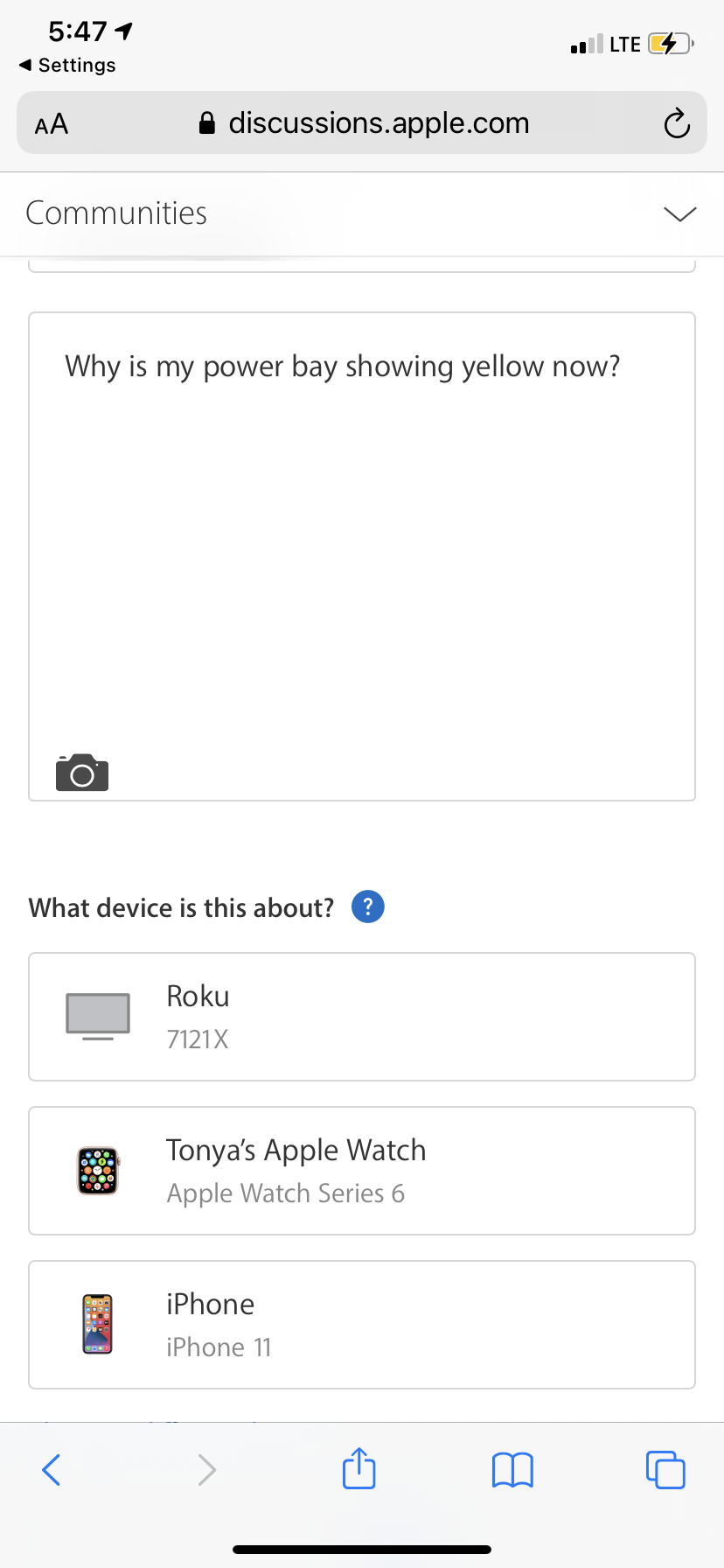 Power bar yellow Apple Community