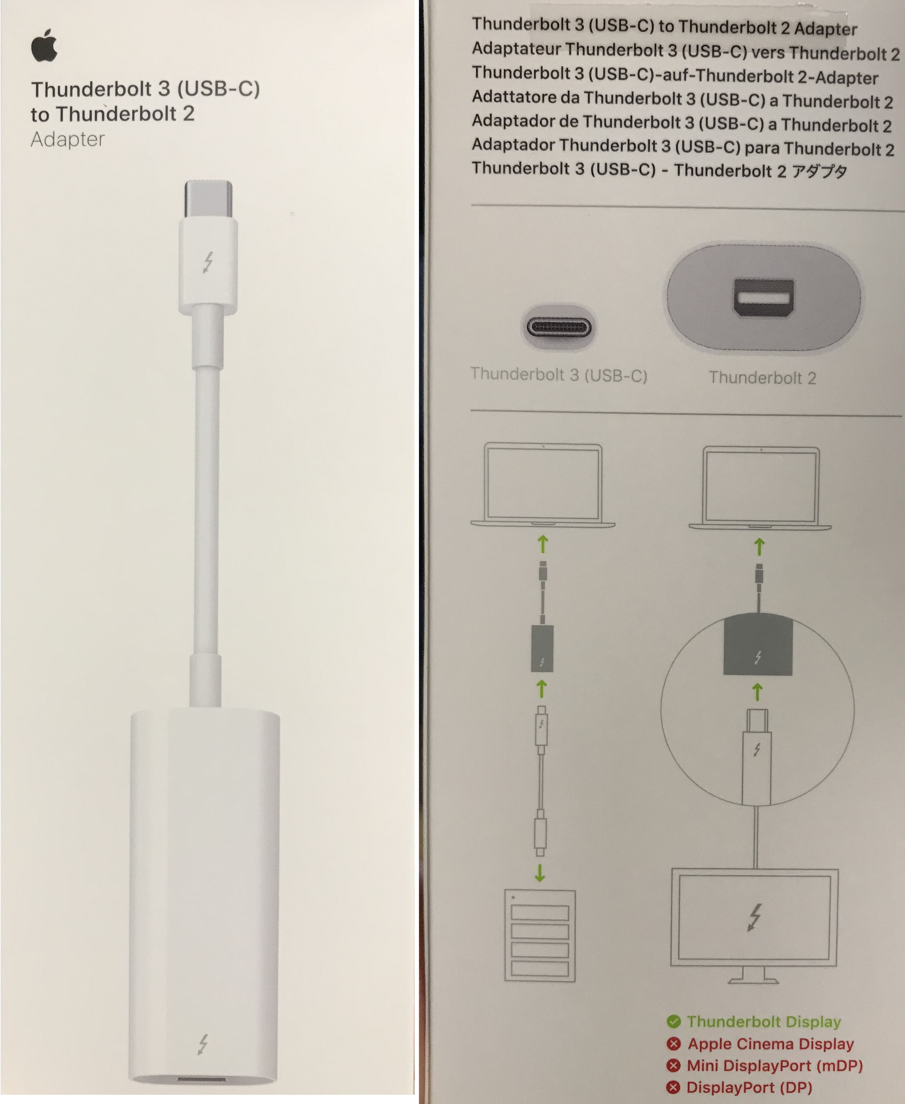 Apple Adaptador de Thunderbolt 3 (USB-C) a Thunderbolt 2