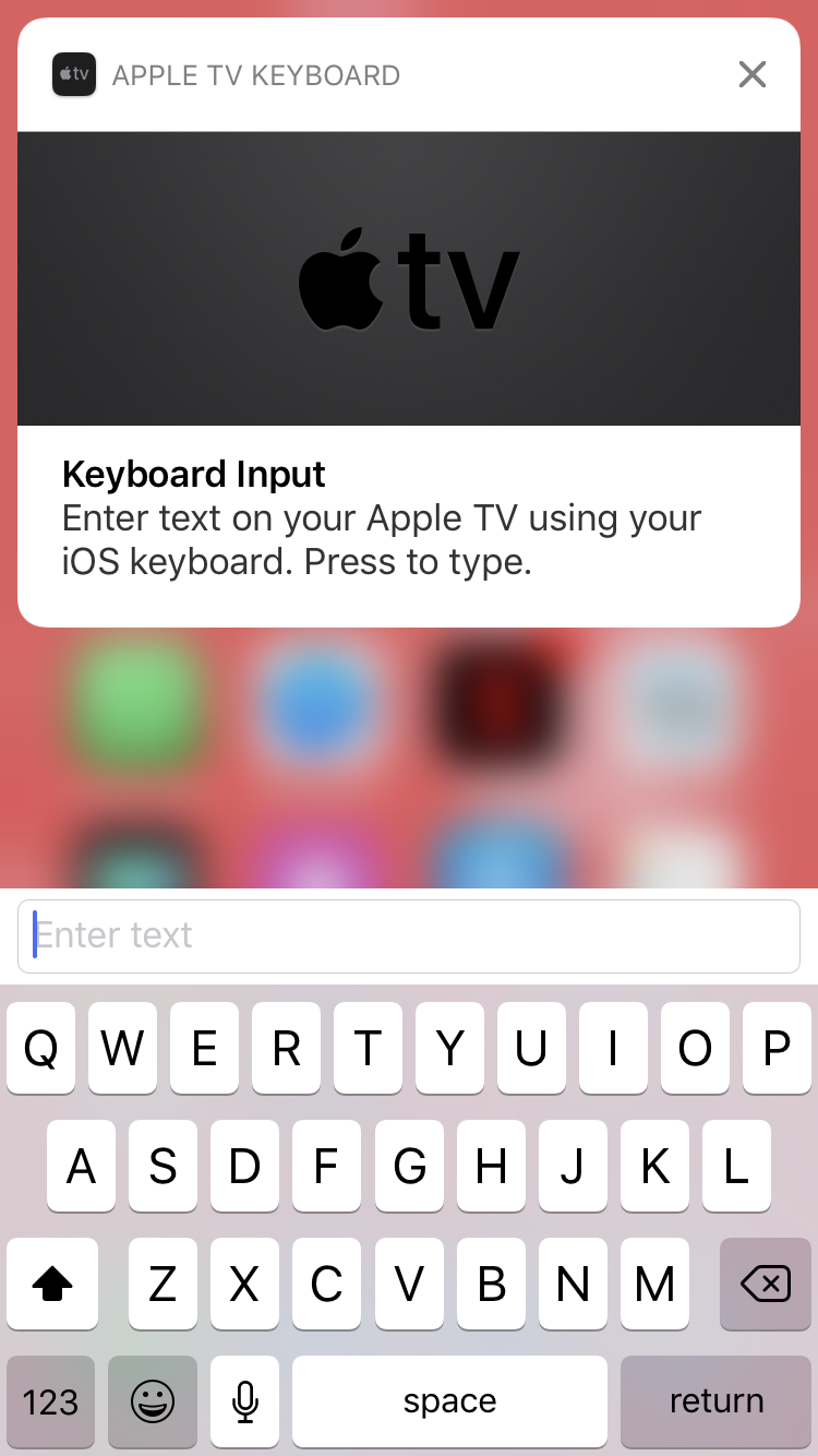 Apple TV iPhone remote keyboard not -
