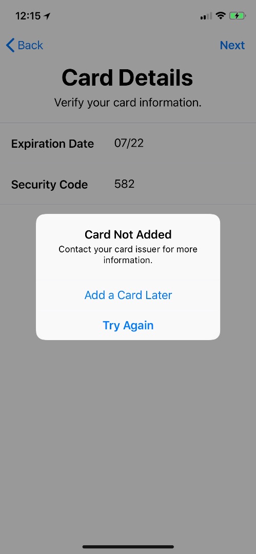 How can I get past the “Card Not Added” c… - Apple Community