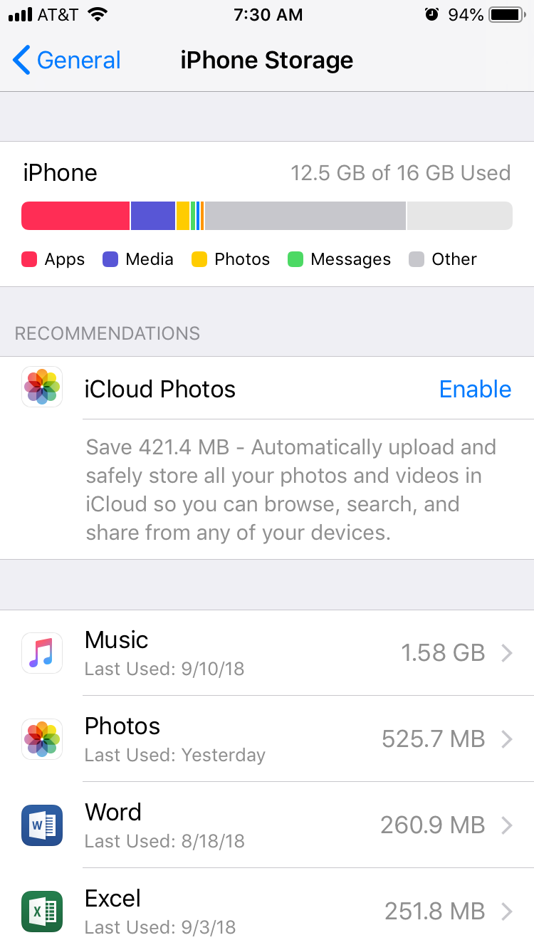 iOS 12 iPhone storage full message Apple Community