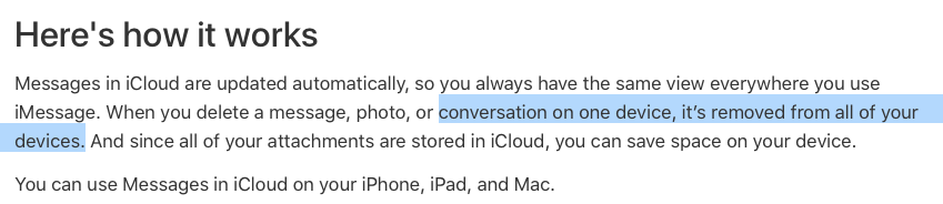 does deleting messages on iphone delete from mac
