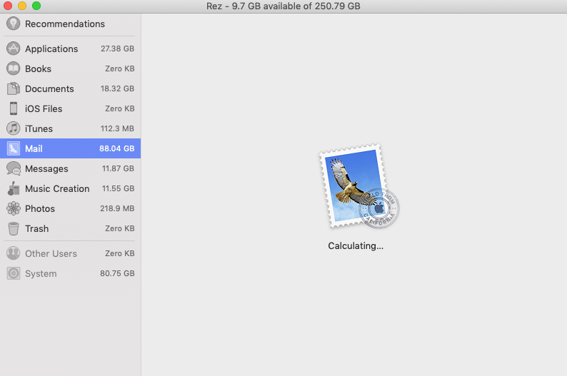 Mail app using over 80gb of storage? Apple Community