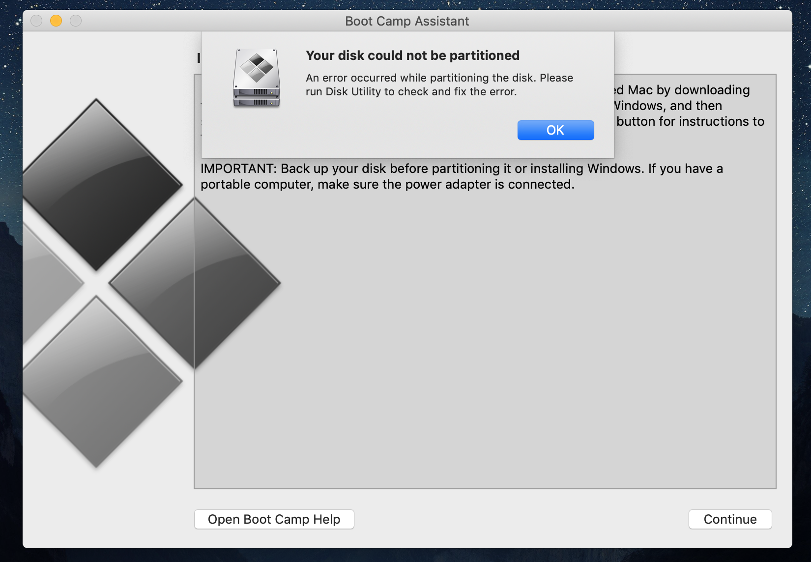 Will Boot Camp Error Mac