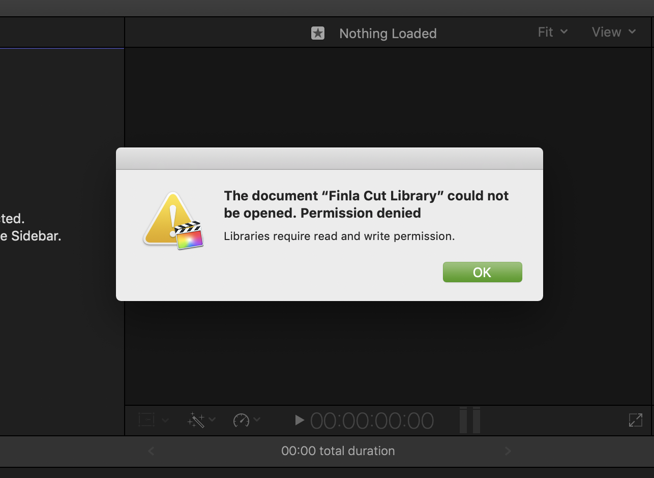 Final Cut Pro X Can T Open Library Permi Apple Community