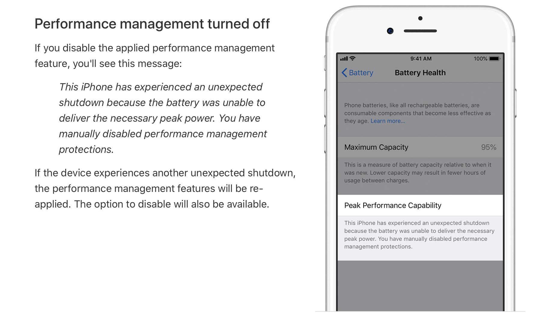Battery Peak Performance message Apple Community