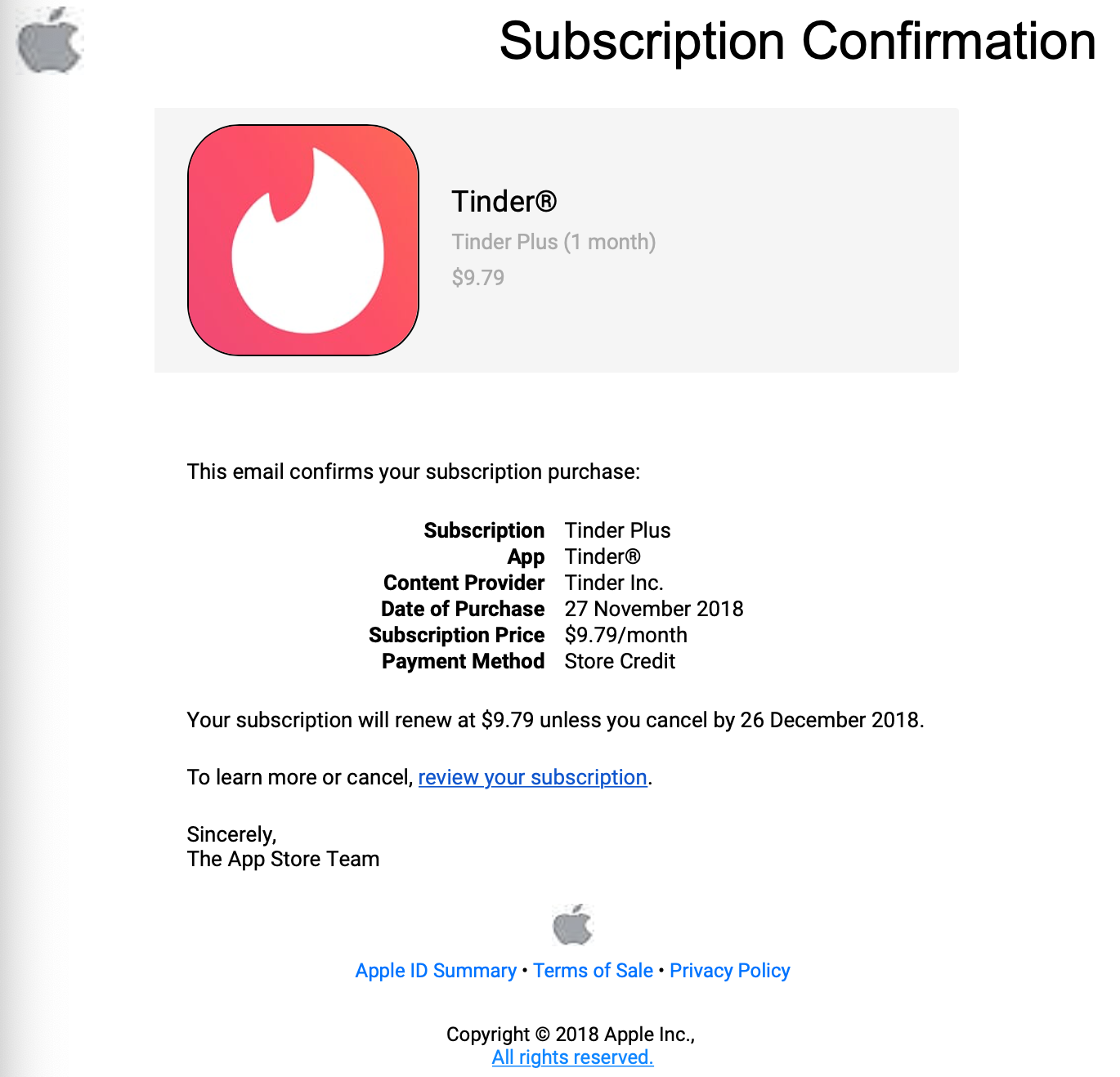 Gold card tinder with itunes gift