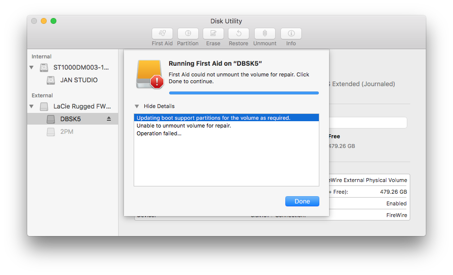 First aid could not unmount the volume fo… Apple Community