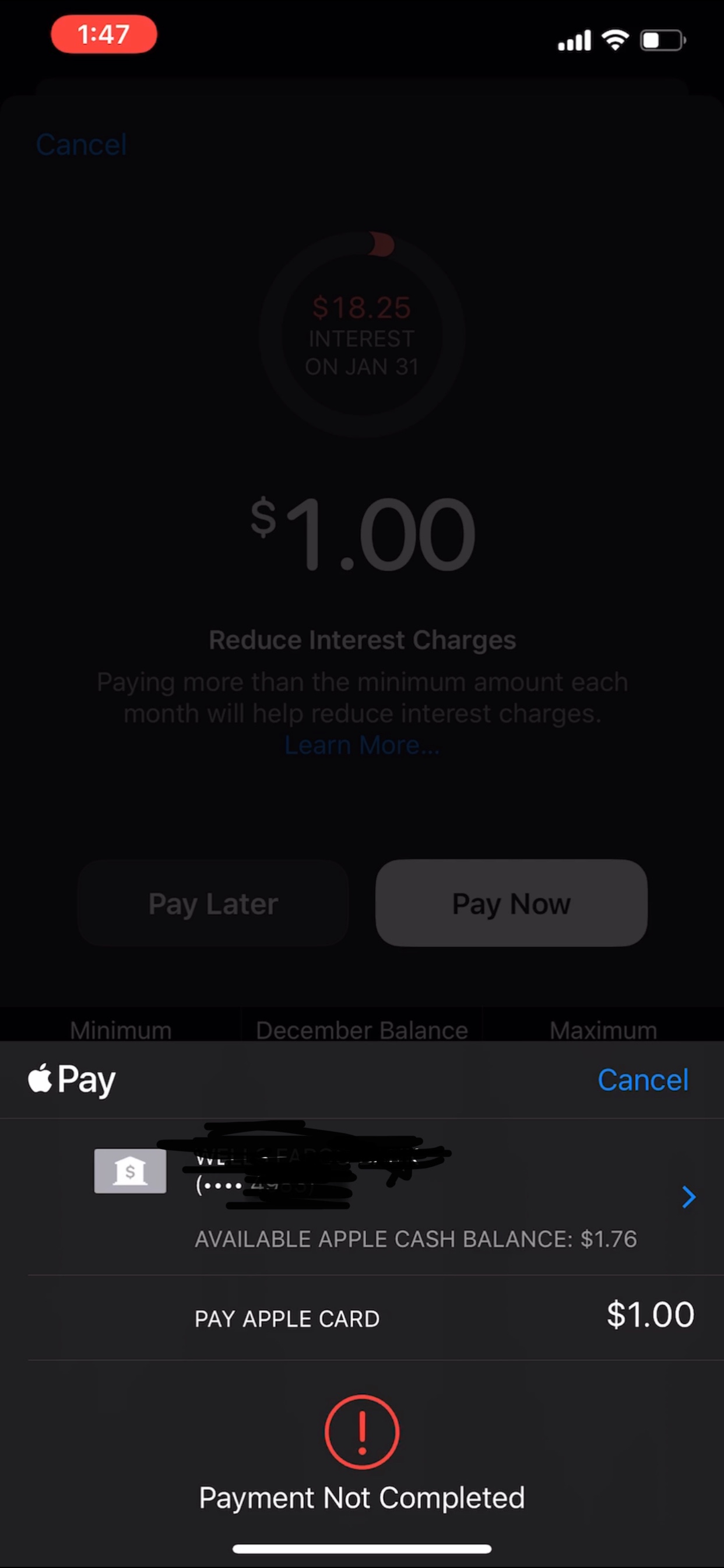 Apple Credit Card "Payment not Completed" - Apple Community