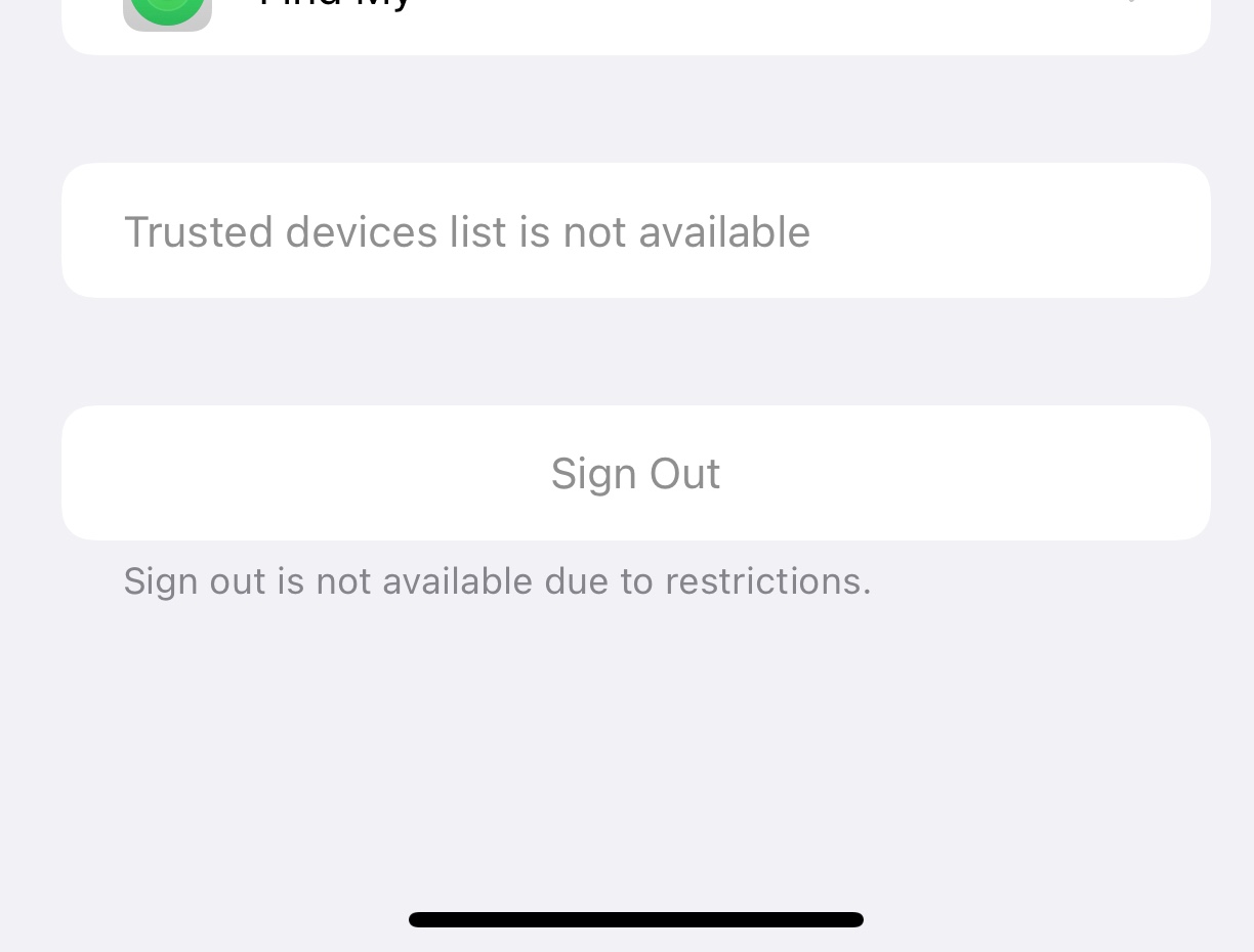 why can't i sign out my icloud due to restrictions