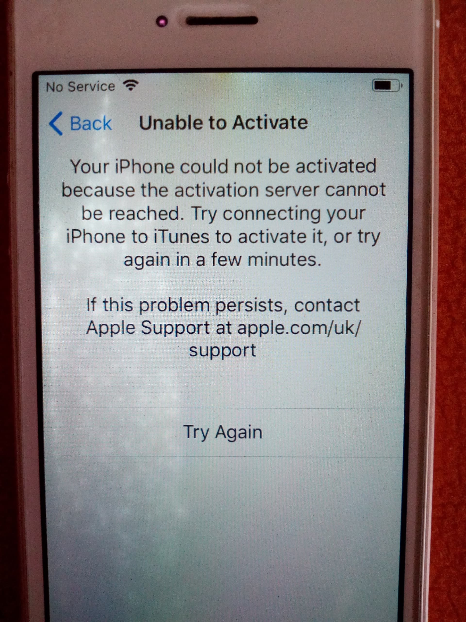 activation server cannot be reached iphone 5s