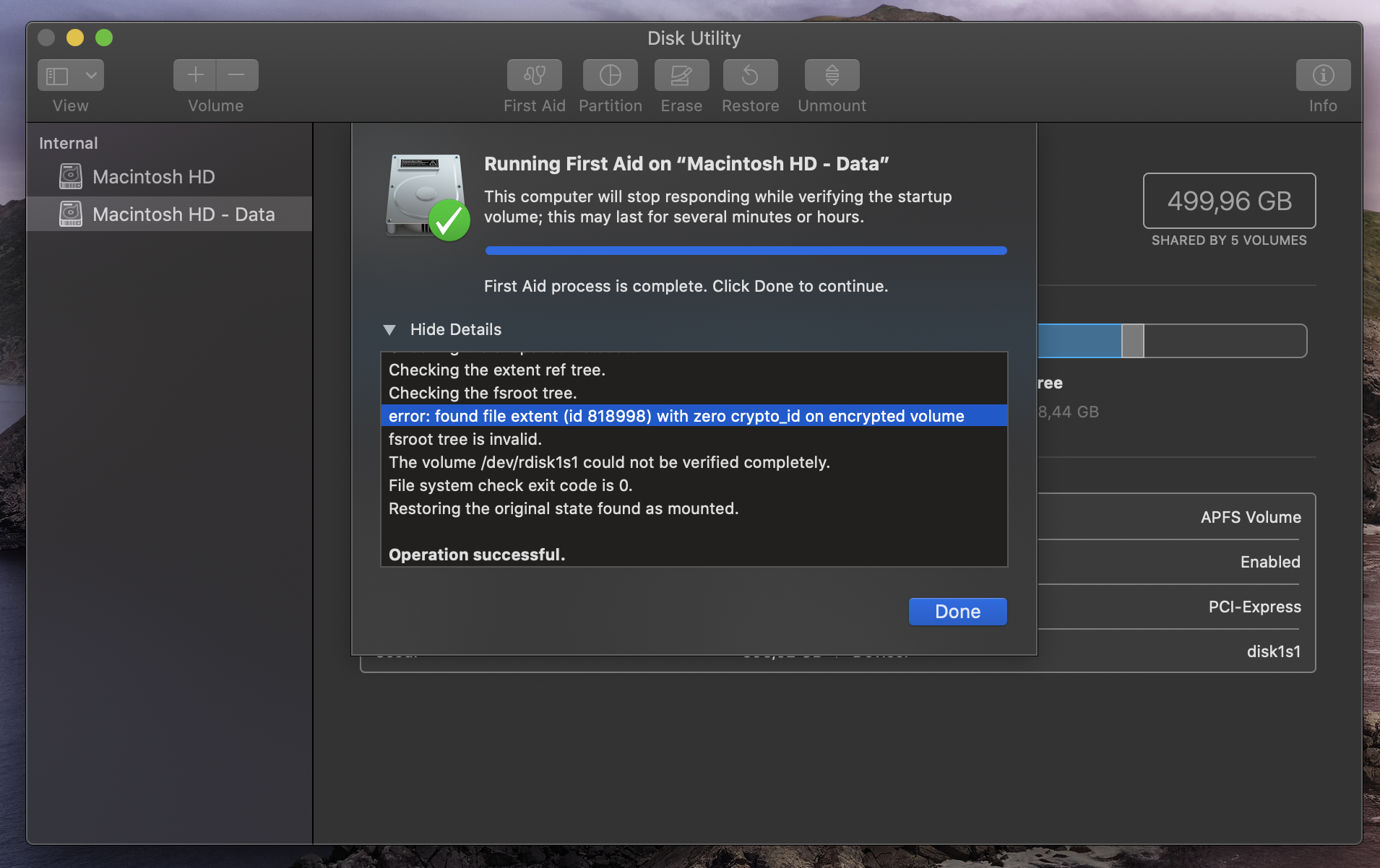 Disk Utility first aid fails Apple Community