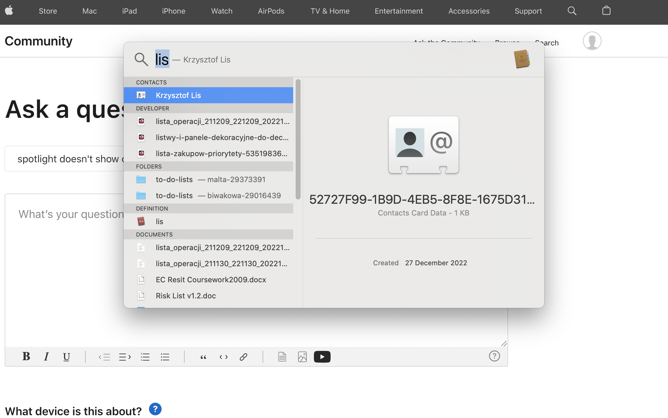 spotlight doesn't show contact details Apple Community