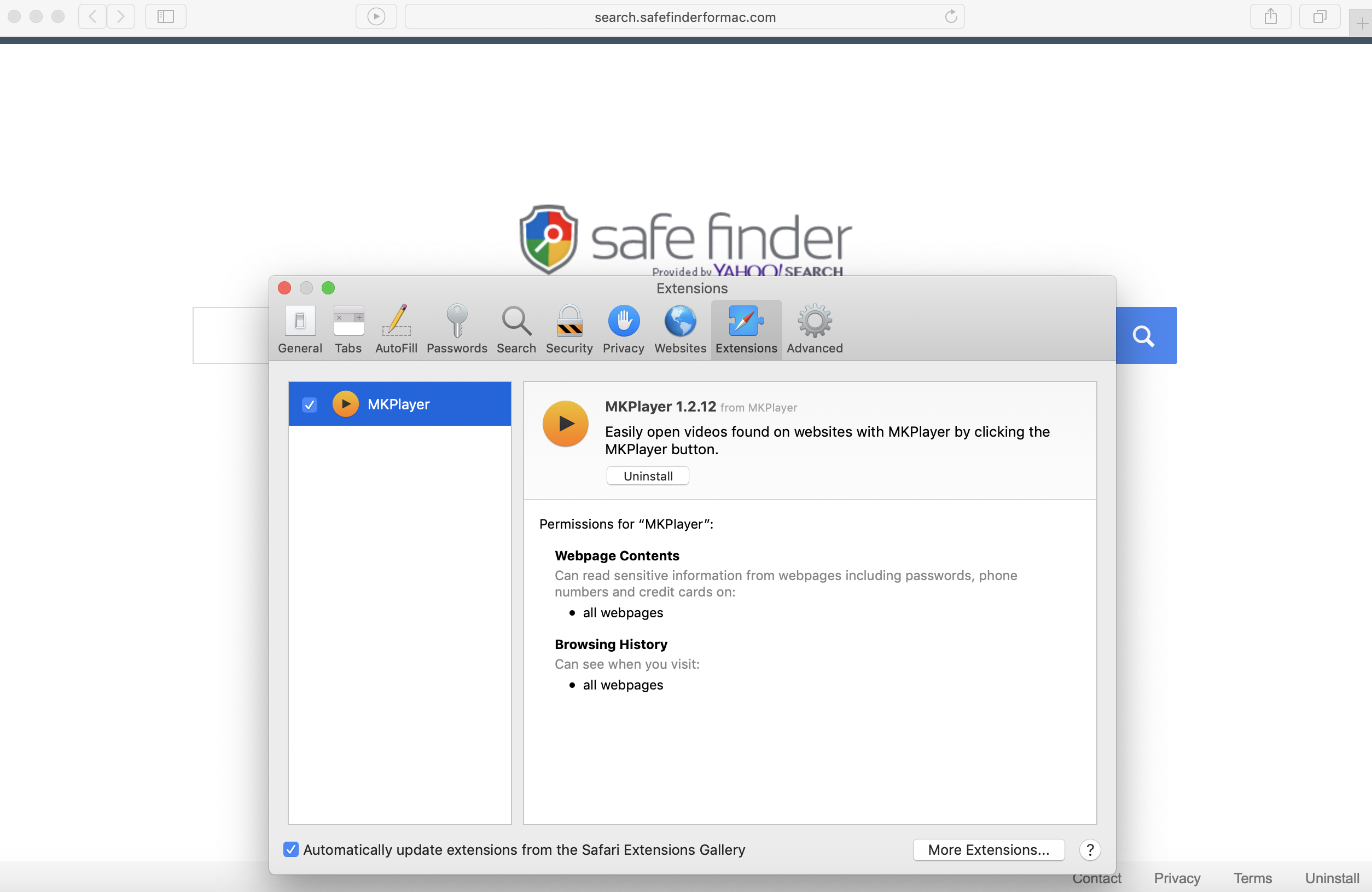 Delete safe finder of safari Apple Community