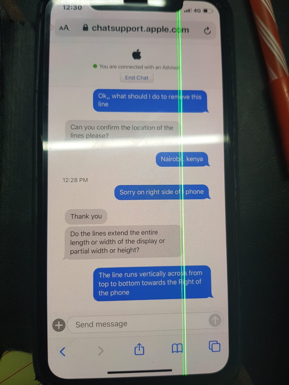 bright vertical green line on iphone Apple Community