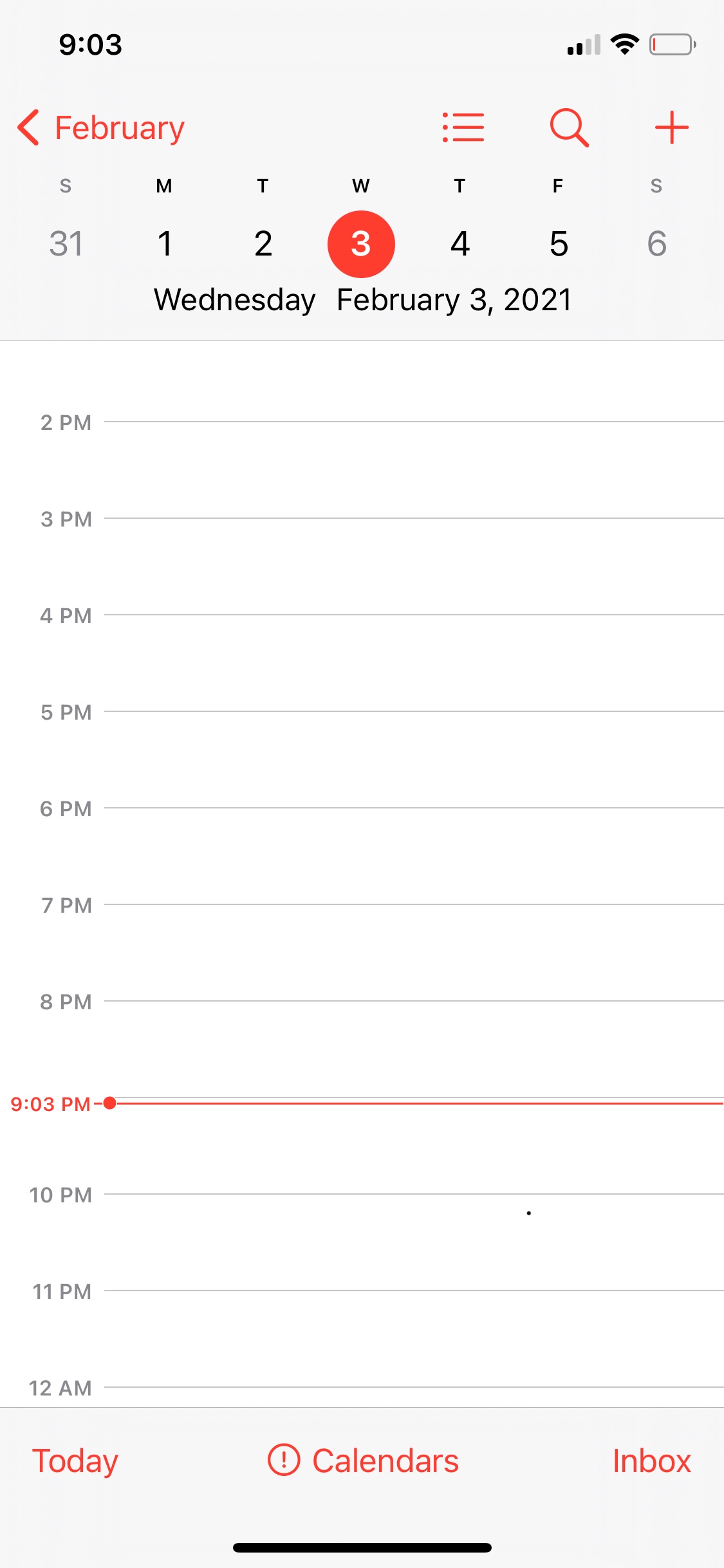 My calender has a red line with a red dot… Apple Community