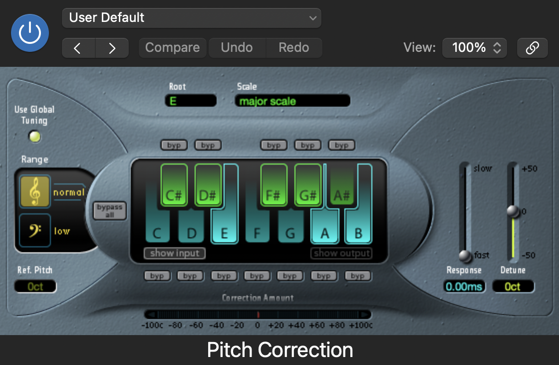 Show range. Logic Autotune. Pitch correction. Logic Pitch correction. Pitch correction VST.