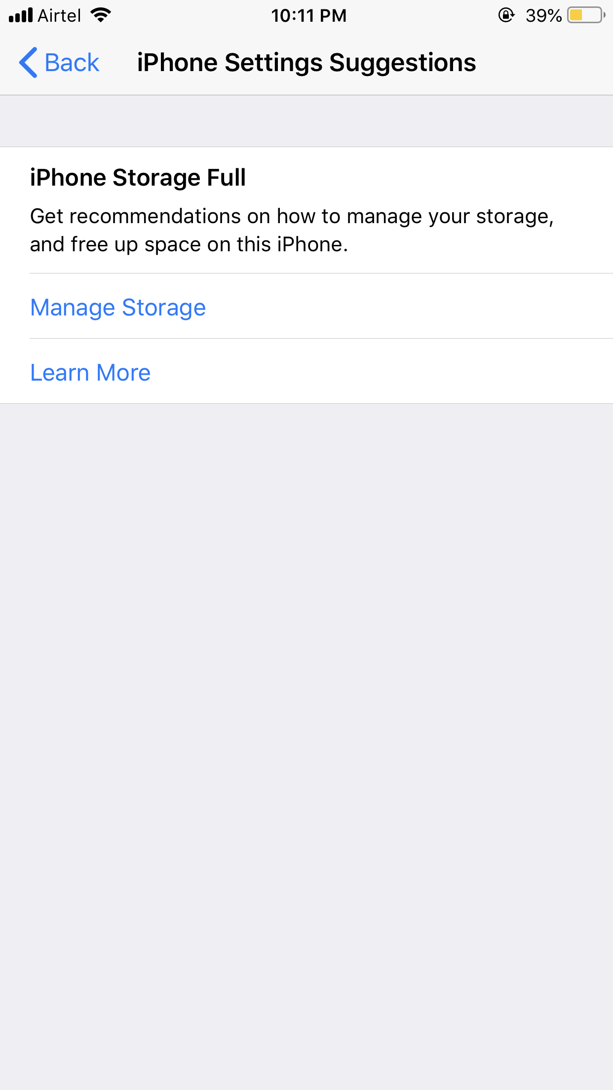 iPhone storage full Notification Apple Community