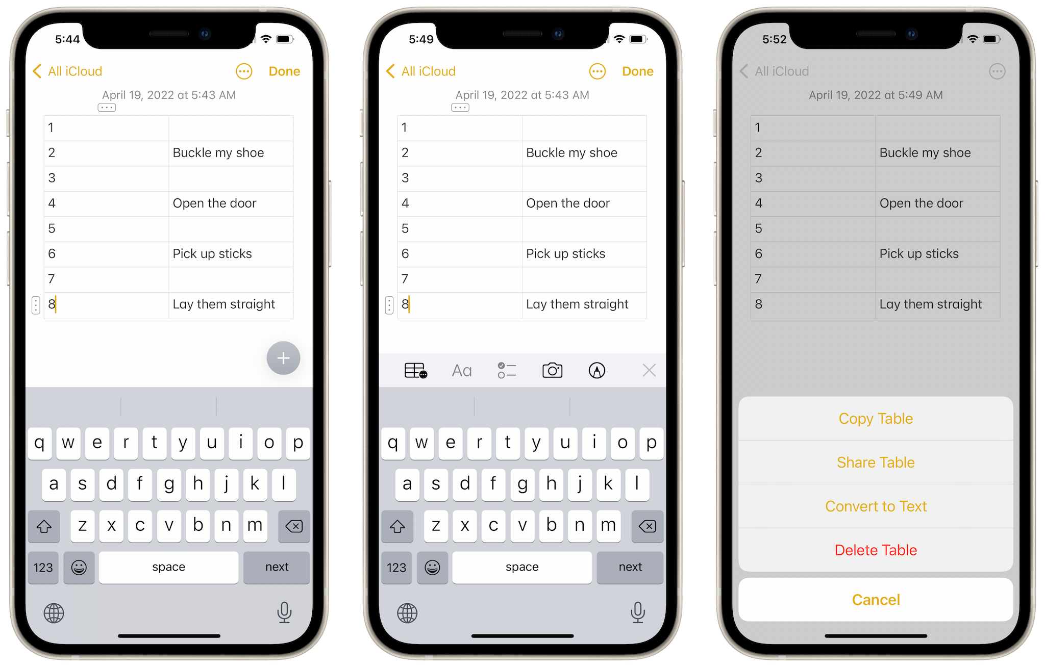 Copy And Paste An Entire Table In Notes Apple Community