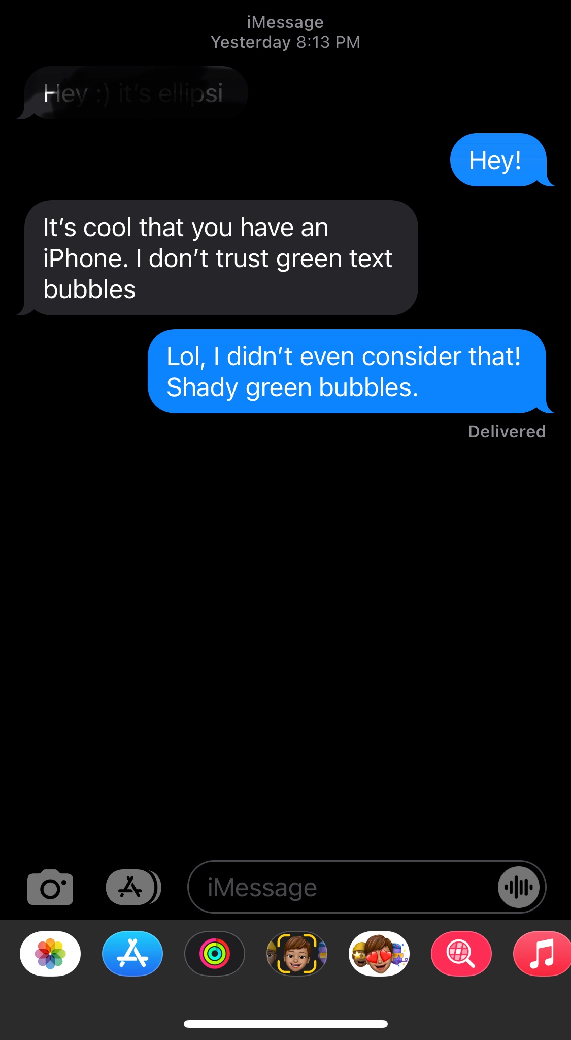 text message bubble colors