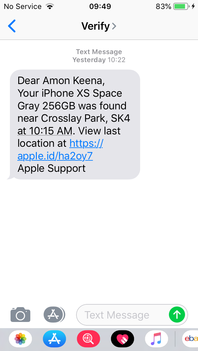 Find My Iphone Phishing Scam Apple Community