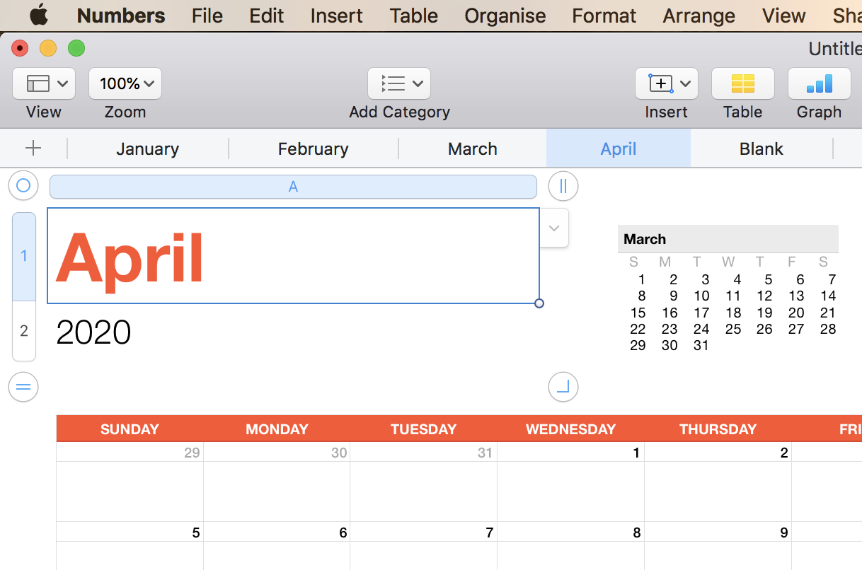 Trying to make a calendar in Numbers. How… Apple Community