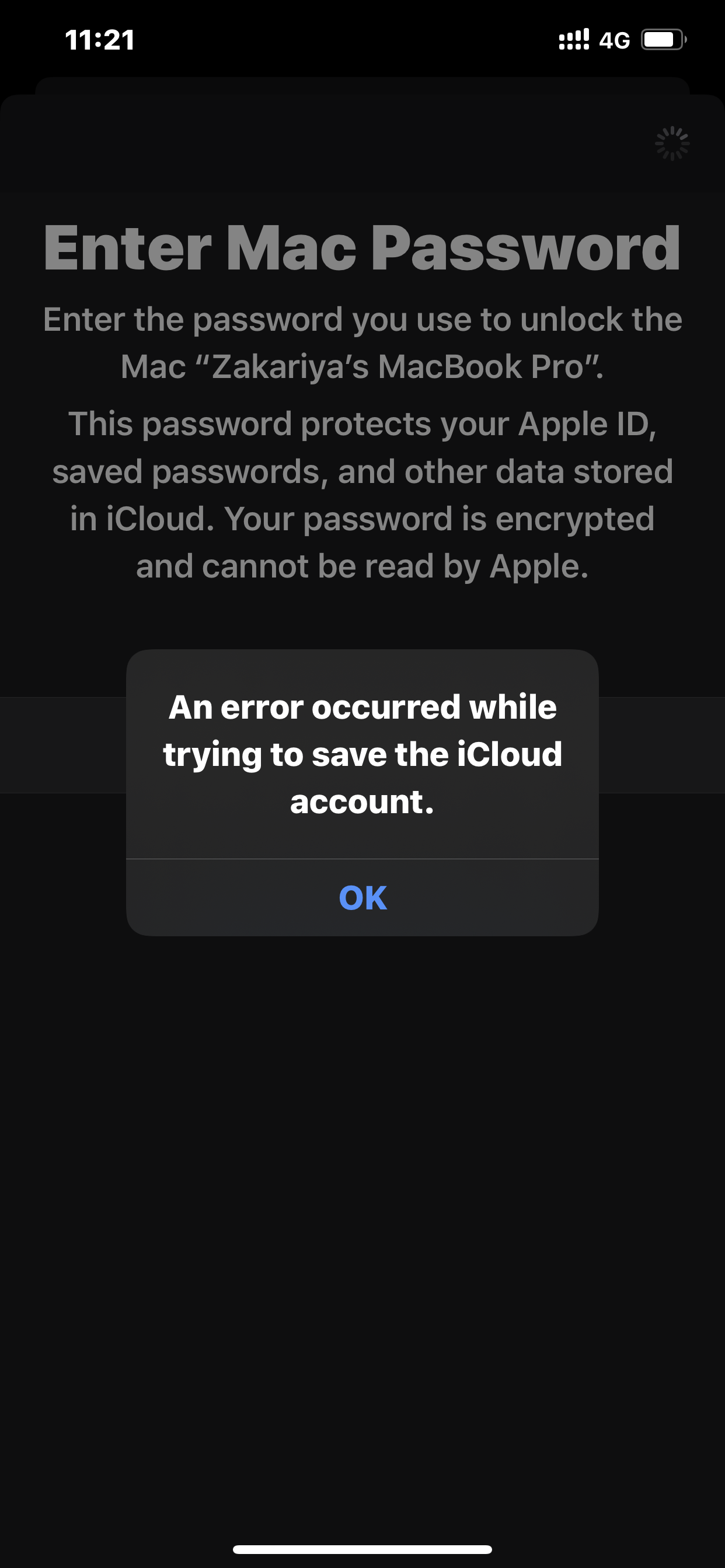 an error occurred while trying to save th… - Apple Community