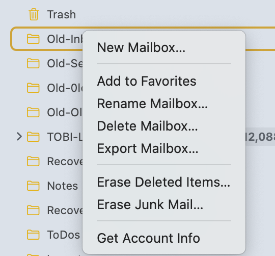 how to delete folders on apple mail