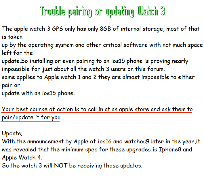 Trying to pair online apple watch software update